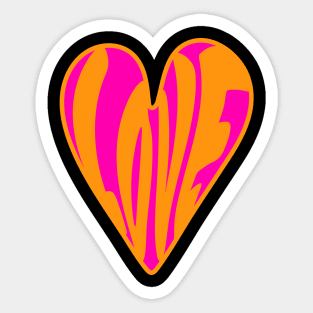 Hippie Style Love Heart, Orange and Pink Sticker